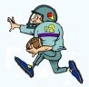cartoon of player running holding a football